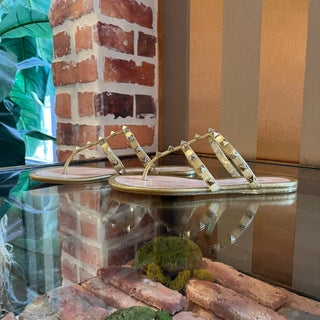 VALENTINO Gold Glitter Rockstud Jelly Sandals SZ 36 (US 6)