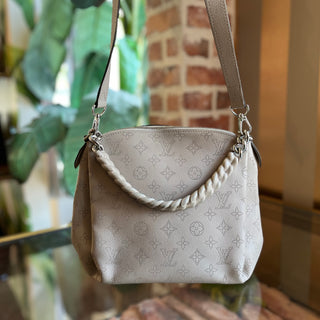LOUIS VUITTON Babylone Chain BB Galet Monogram Mahina Leather Tote Bag