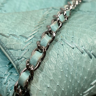 CHANEL East West Flap Aqua Blue Python Ultimate Stitch Quilted Crossbody Bag ADI1111