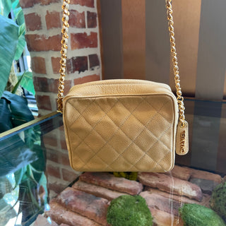 CHANEL Vintage Beige Quilted CC Camera Bag