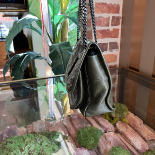 SAINT LAURENT Medium Niki Green Quilted Crinkled Leather Shoulder Bag