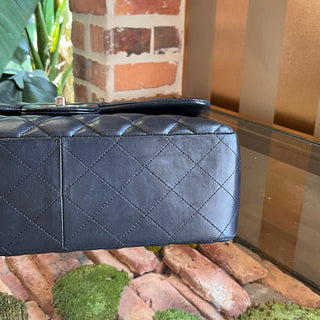 CHANEL Classic Jumbo Double Flap Black Quilted Lambskin Shoulder Bag