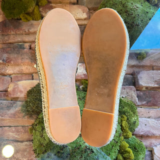 VALENTINO Metallic Gold Leather Rockstud Espadrilles Flats SZ 38 (US 8)