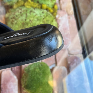 CHANEL Criss Cross Black Neoprene Puffy Slip On Sandals SZ41(41US)