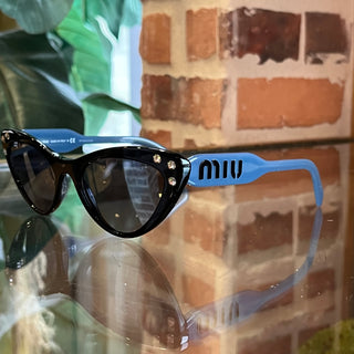 MIUMIU SM05T Black Acetate Cat Eye Sunglasses