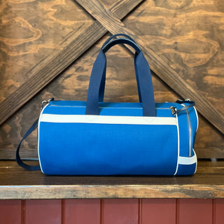BURBERRY Kennedy Blue Canvas Duffle Bag