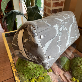 CELINE Vintage Gray White Printed Macadam Duffle Bag