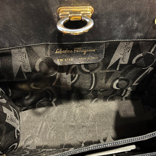 SALVATORE FERRAGAMO Vintage Black Leather Chain Clutch