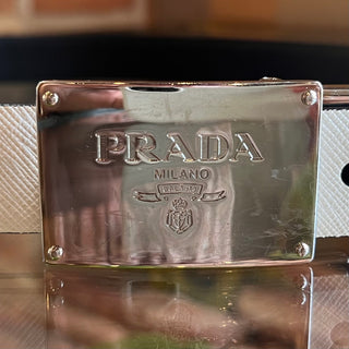 PRADA White/Black Leather Reversible Belt SZ 80/32