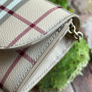 BURBERRY Henley Wallet On Chain Haymarket Check Coated Canvas Crossbody Bag