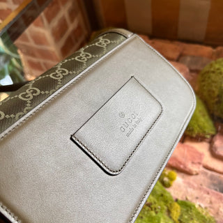 GUCCI Go Small Forest Green Canvas Shoulder Bag