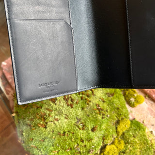 SAINT LAURENT Black Smooth Leather Passport Holder