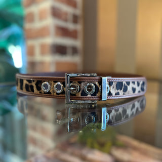 DOLCE & GABBANA Leopard Print Canvas Reversible Belt SZ 85/34
