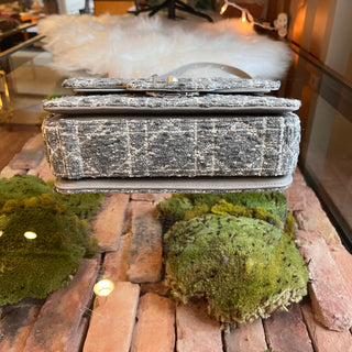 DIOR Jolie Small Gray Tweed Flap Top Handle Bag