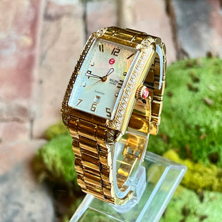 MICHELE Gold-Tone Milou Park Diamond Mother of Pearl Watch