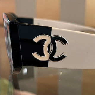 CHANEL 5524 Oversized Black Beige Acetate Sunglasses