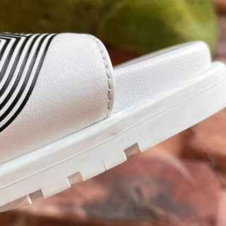 HERMES Biarritz White Leather Slides SZ 39 (US 9)