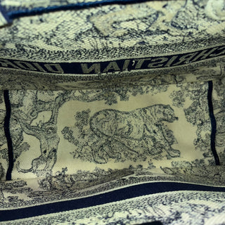 DIOR Medium Book Ecru and Blue Toile de Jouy Embroidered Tote
