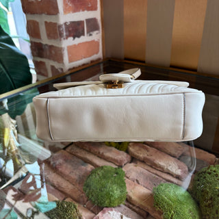 GUCCI White Double G Marmont Crossbody
