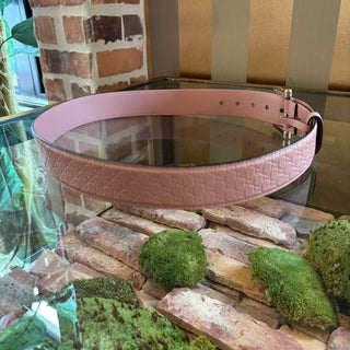 GUCCI Pink Leather Micro Guccissima Embossed Belt Size 90/36