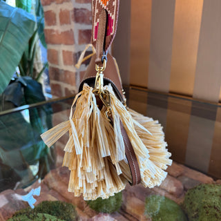 MIU MIU Raffia Half Circle Bag