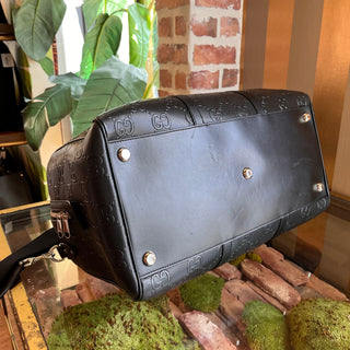 GUCCI Tennis Jumbo Black GG Embossed Leather Duffle Bag