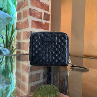 GUCCI Microguccissima Black Leather Compact Wallet