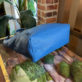 PRADA Blue Vitello Daino Leather Tote