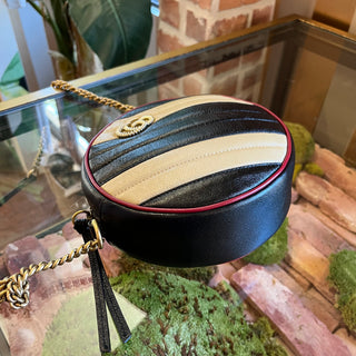 GUCCI Torchon Mini Beige  GG Marmont Round Shoulder Bag
