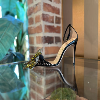 GUCCI Black Patent Leather Heels w/ Yellow Detachable Bows SZ 37.5 (7.5)