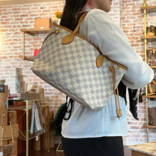 LOUIS VUITTON Neverfull PM Damier Azur Canvas Tote Bag