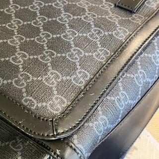 GUCCI Black Grey GG Supreme Monogram Web Messenger Diaper Bag