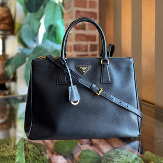 PRADA Small Black Saffiano Lux Leather Tote Bag
