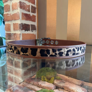 DOLCE & GABBANA Leopard Print Canvas Reversible Belt SZ 85/34