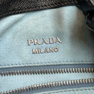 PRADA Etiquette Black Astrale Glace Calf Tote Bag