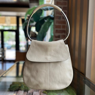 PRADA Beige Vitello Daino Leather Shoulder Bag