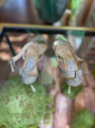 JIMMY CHOO Gold Glitter Wedges SZ 40.5