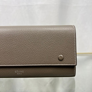 CELINE Leather Gray Neon Green Long Wallet