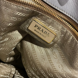 PRADA Gray Nappa Gaufre 2-Way Leather Tote Bag