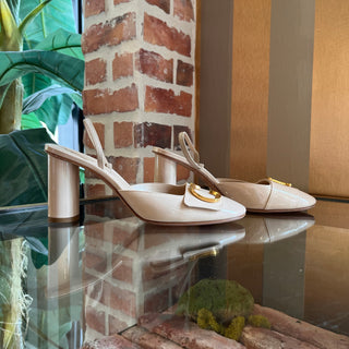 DIOR CD Beige Patent Leather Slingback Pumps SZ 38 (US 8)