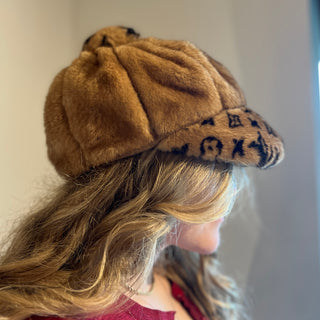 LOUIS VUITTON Beige Monogram Cavroche Mink Cap