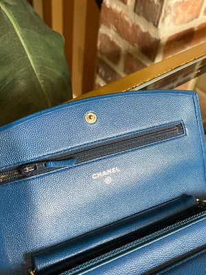 CHANEL Blue Caviar Wallet On Chain