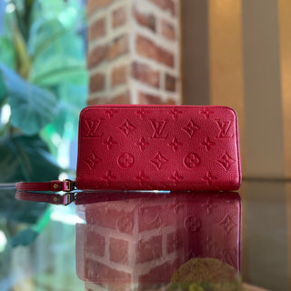 LOUIS VUITTON LV Monogram Red Empreinte Leather Zippy Wallet