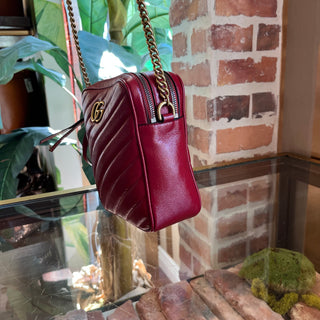 GUCCI Double Zip Marmont Red Quilted Leather Crossbody