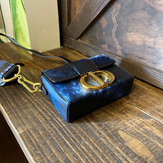 CHRISTIAN DIOR Montaigne 30 Tie-Dye Blue Micro Leather Crossbody Bag