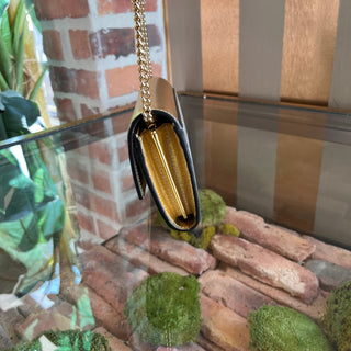 GUCCI GG Marmont Bicolor Gold Canvas Wallet on Chain