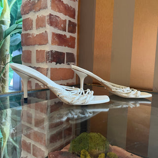 GUCCI Braided White Leather Kitten Heels SZ 8.5