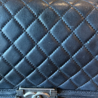 CHANEL Lambskin Quilted Medium Boy Flap Black