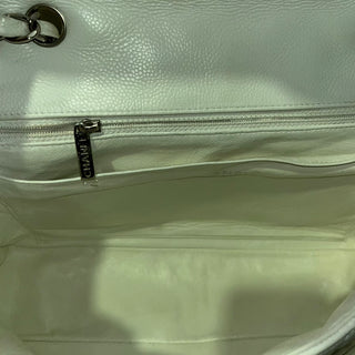 CHANEL Jumbo White Caviar Leather Single Flap Shoulder Bag