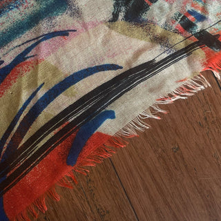 CHANEL Red/Blue Graffiti Shawl